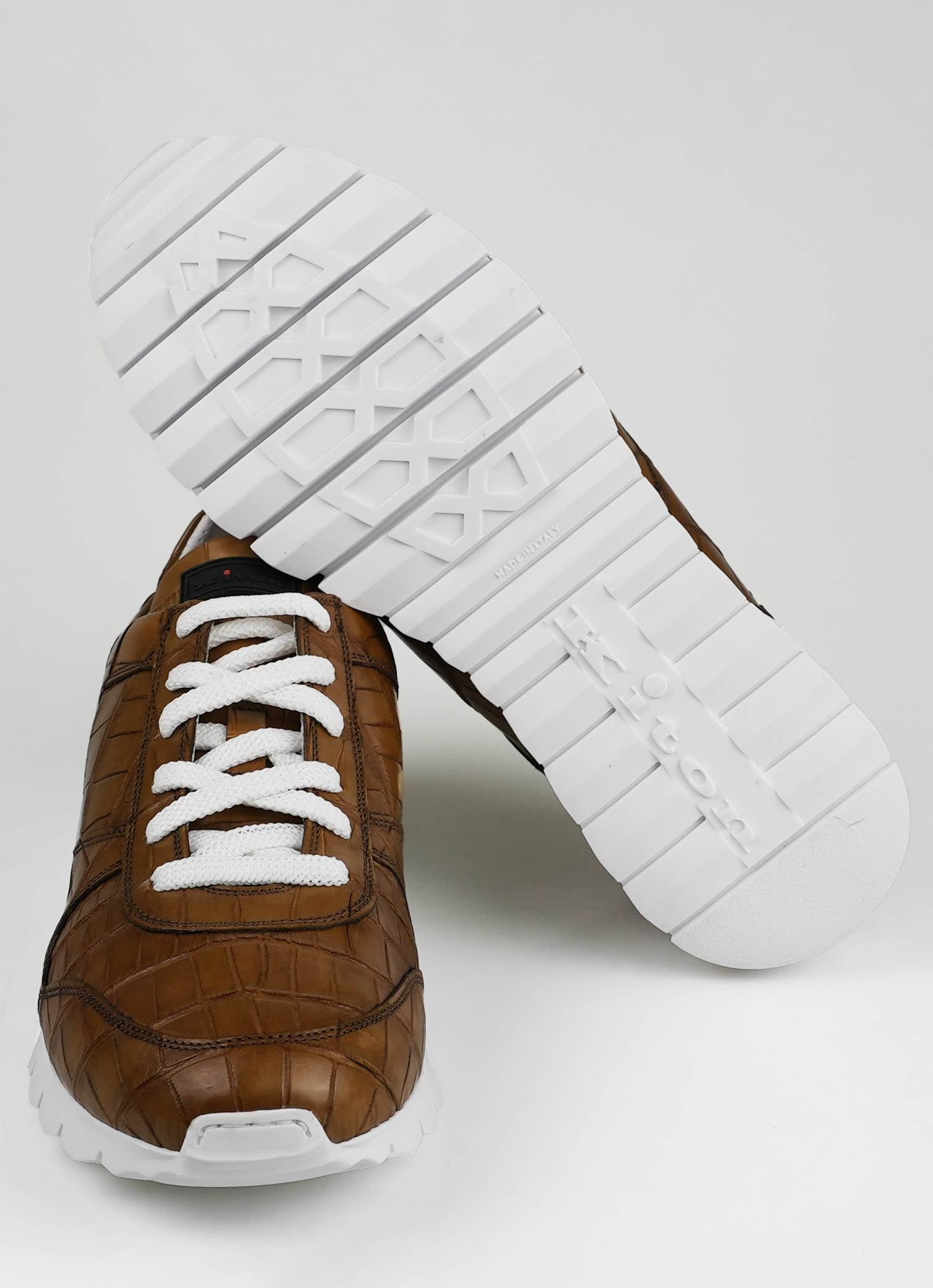 Kiton Brown Crocodile Sneakers VLAWN-7