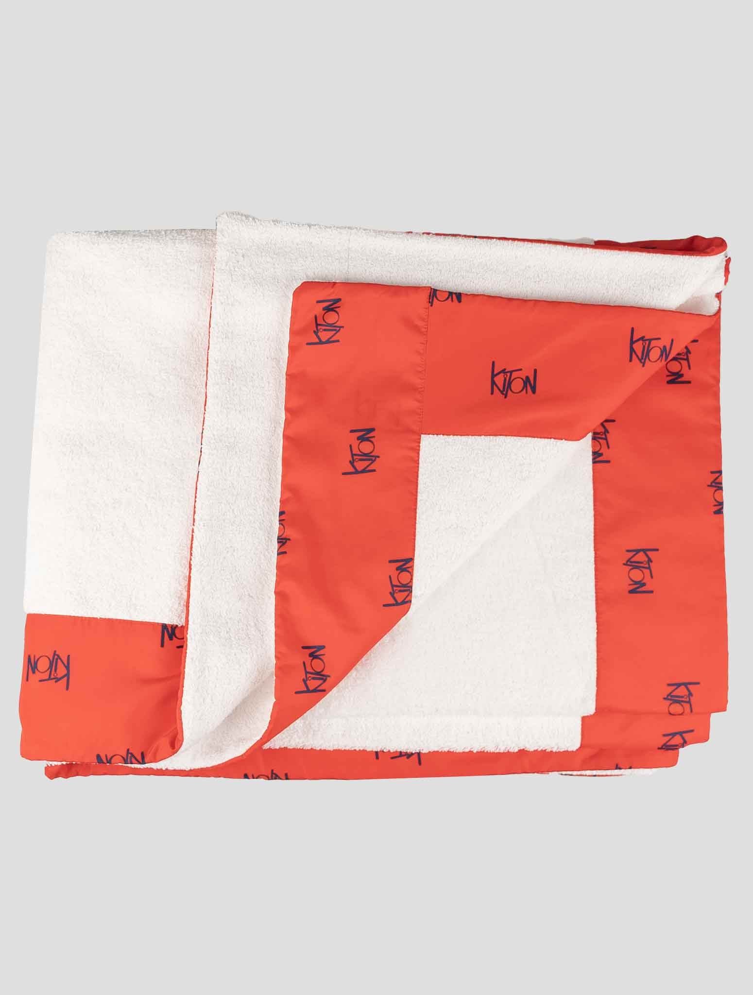 Kiton White Red Cotton Plaid Beach Towels 2