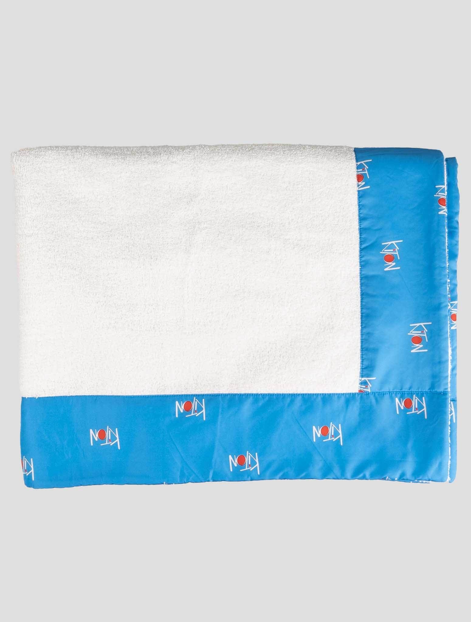 Kiton White Light Blue Cotton Plaid Beach Towels (Model 2S240103)