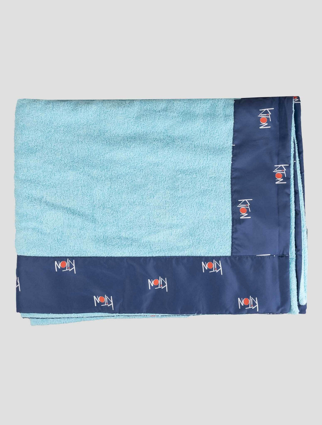 Kiton Light Blue Blue Cotton Plaid Beach Towels
