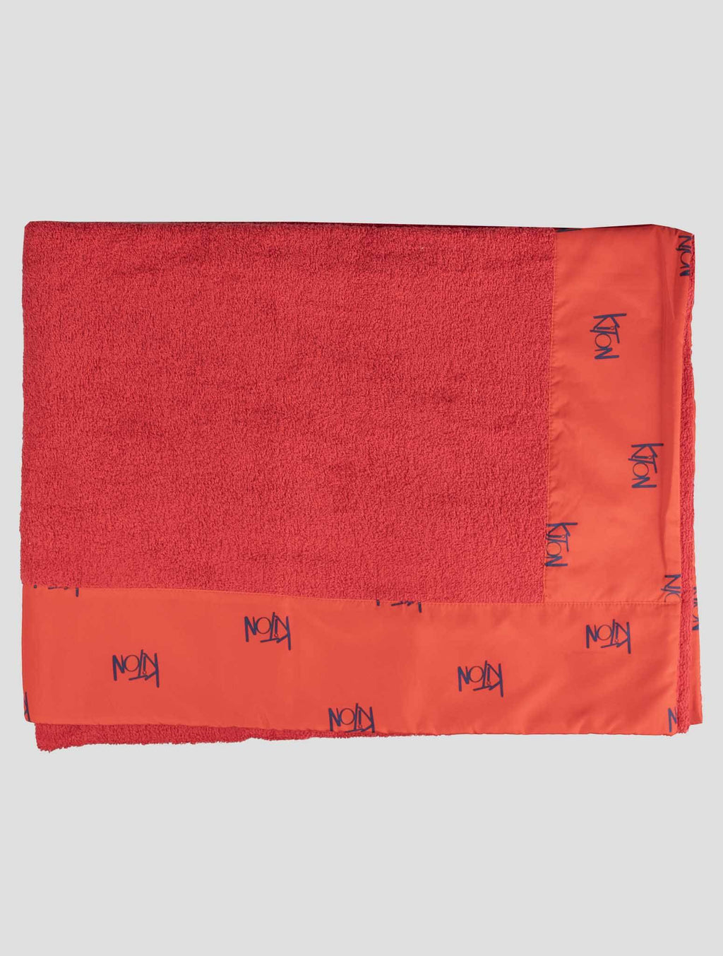 Kiton Red Cotton Plaid Beach Towels