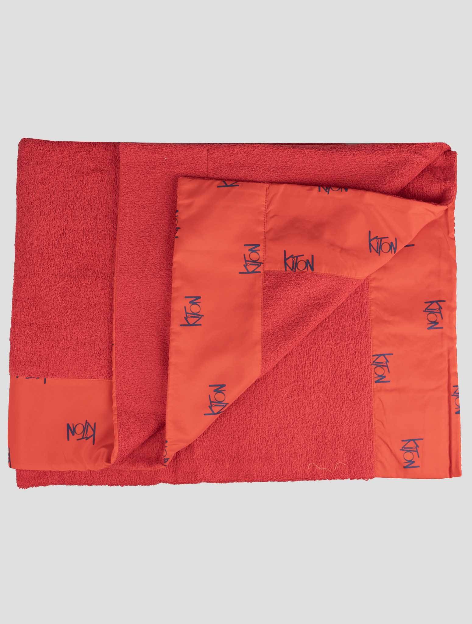 Kiton Red Cotton Plaid Beach Towels 2