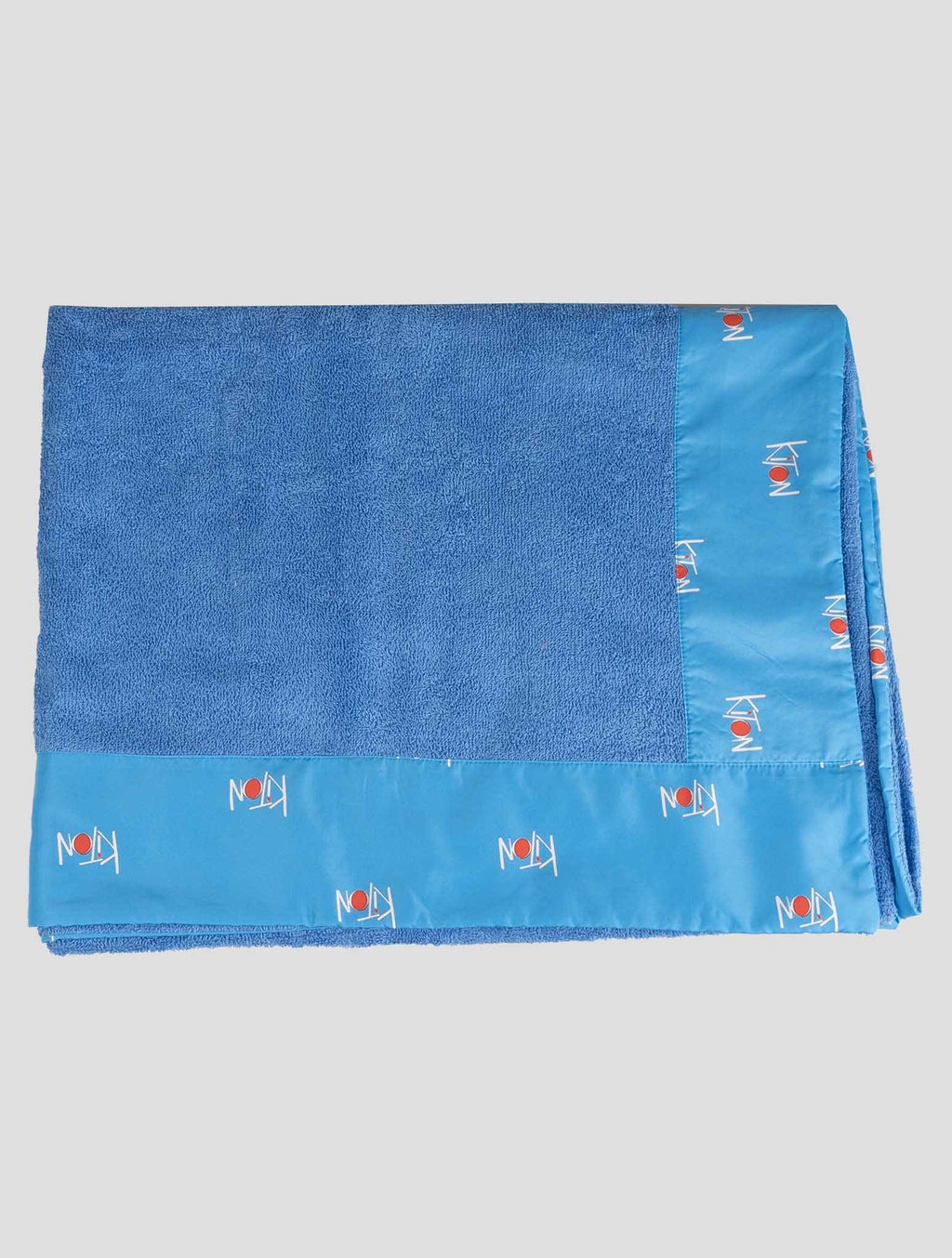 Kiton Blue Light Blue Cotton Plaid Beach Towels