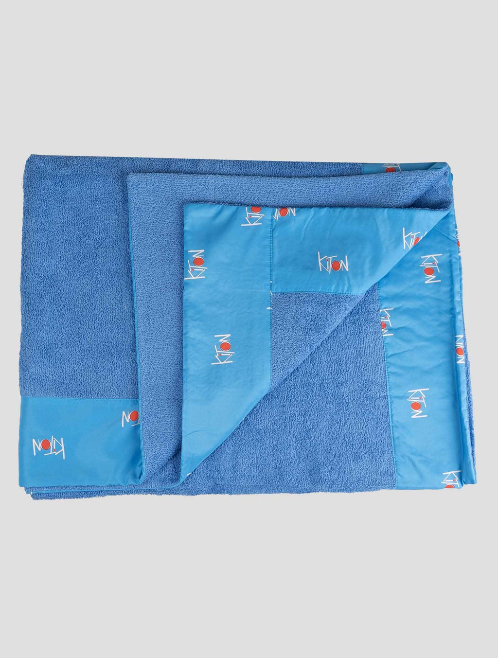 Kiton Blue Light Blue Cotton Plaid Beach Towels 2