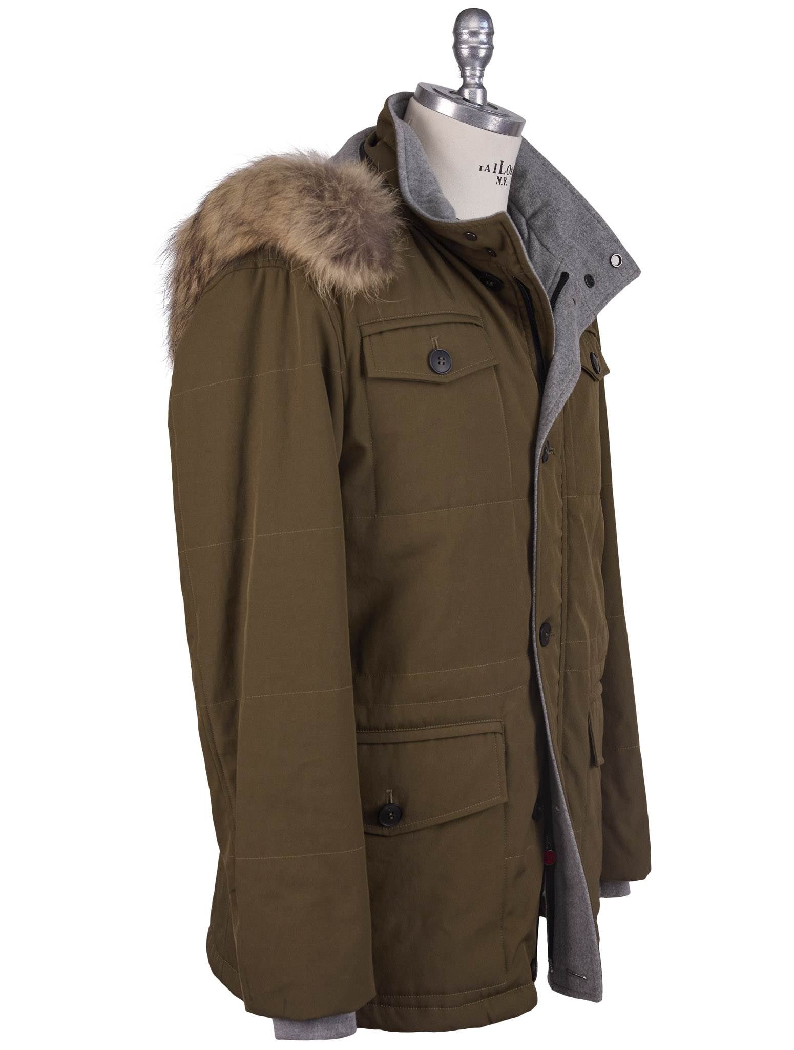 Kiton Pl Cotton With Raccoon Fur Coat - view 2