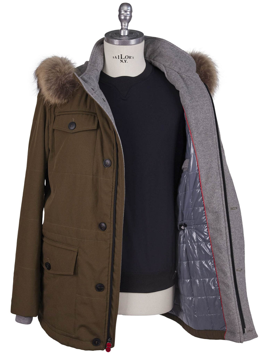 Kiton Pl Cotton With Raccoon Fur Coat - view 5