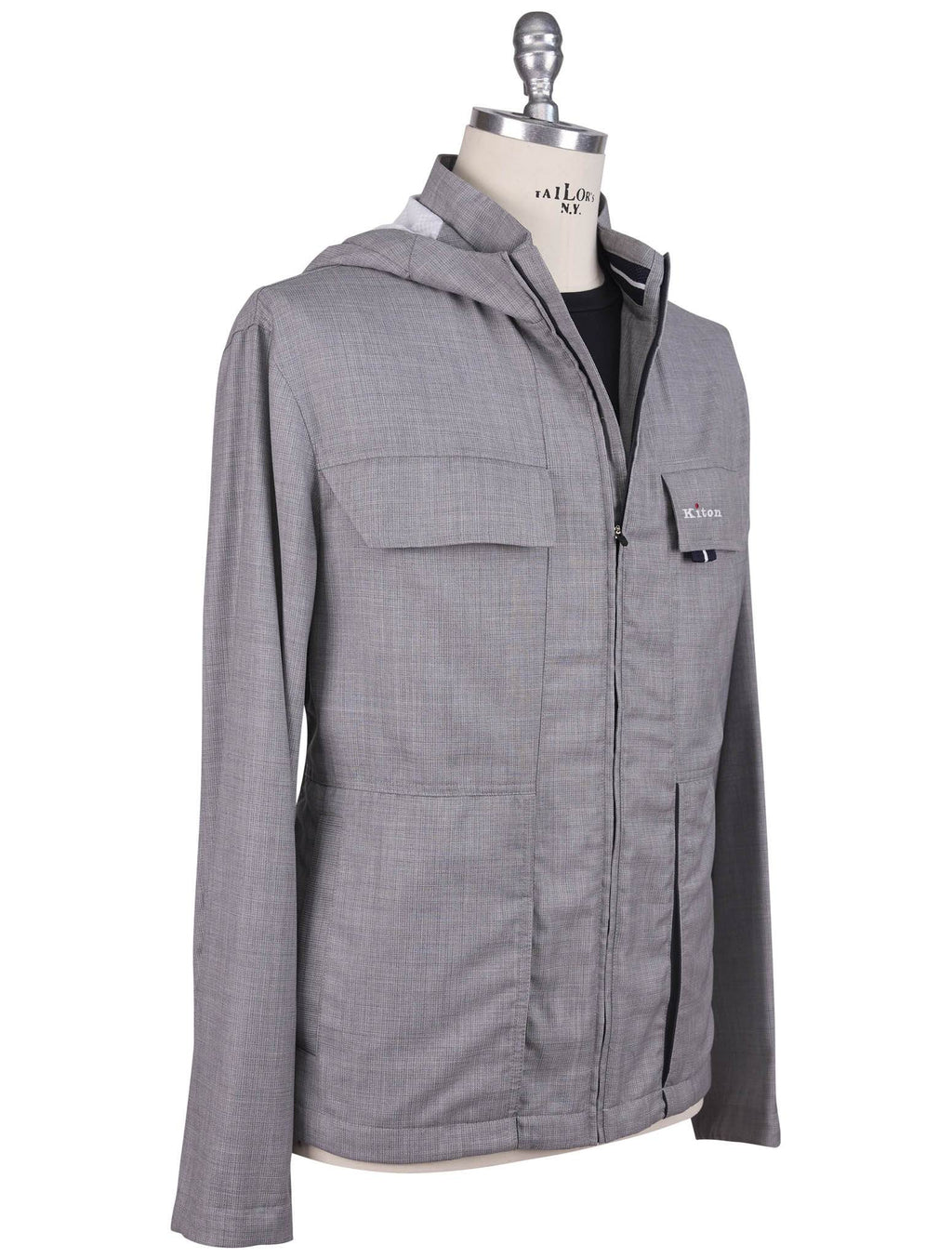 Kiton Gray Virgin Wool Pa Coat - view 2