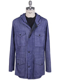 Kiton Blue Wool Pu Coat