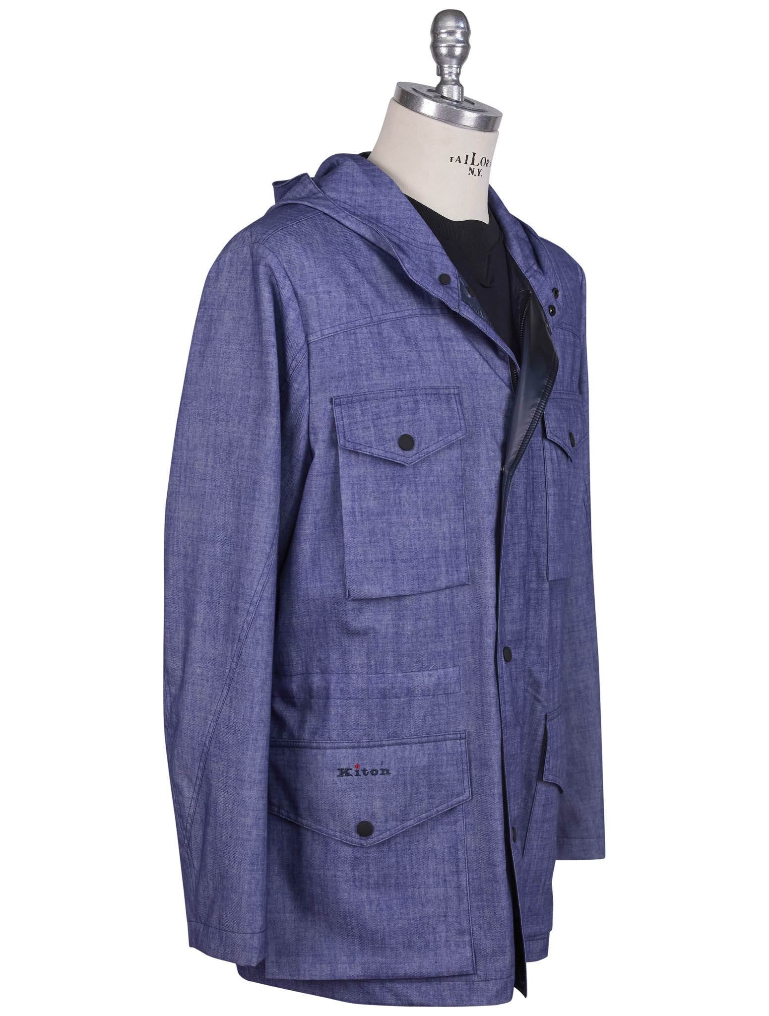Kiton Blue Wool Pu Coat - view 2