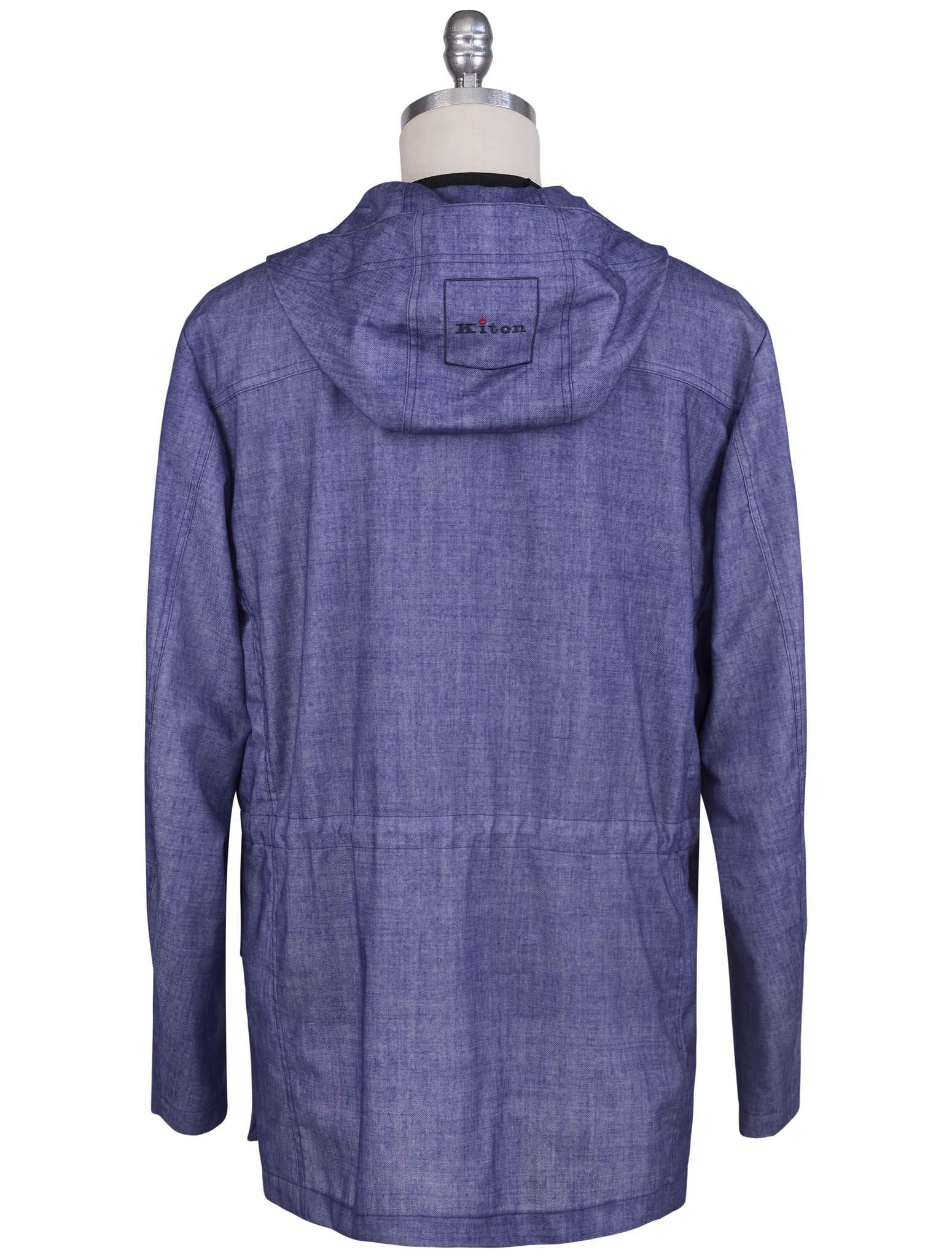 Kiton Blue Wool Pu Coat - view 3
