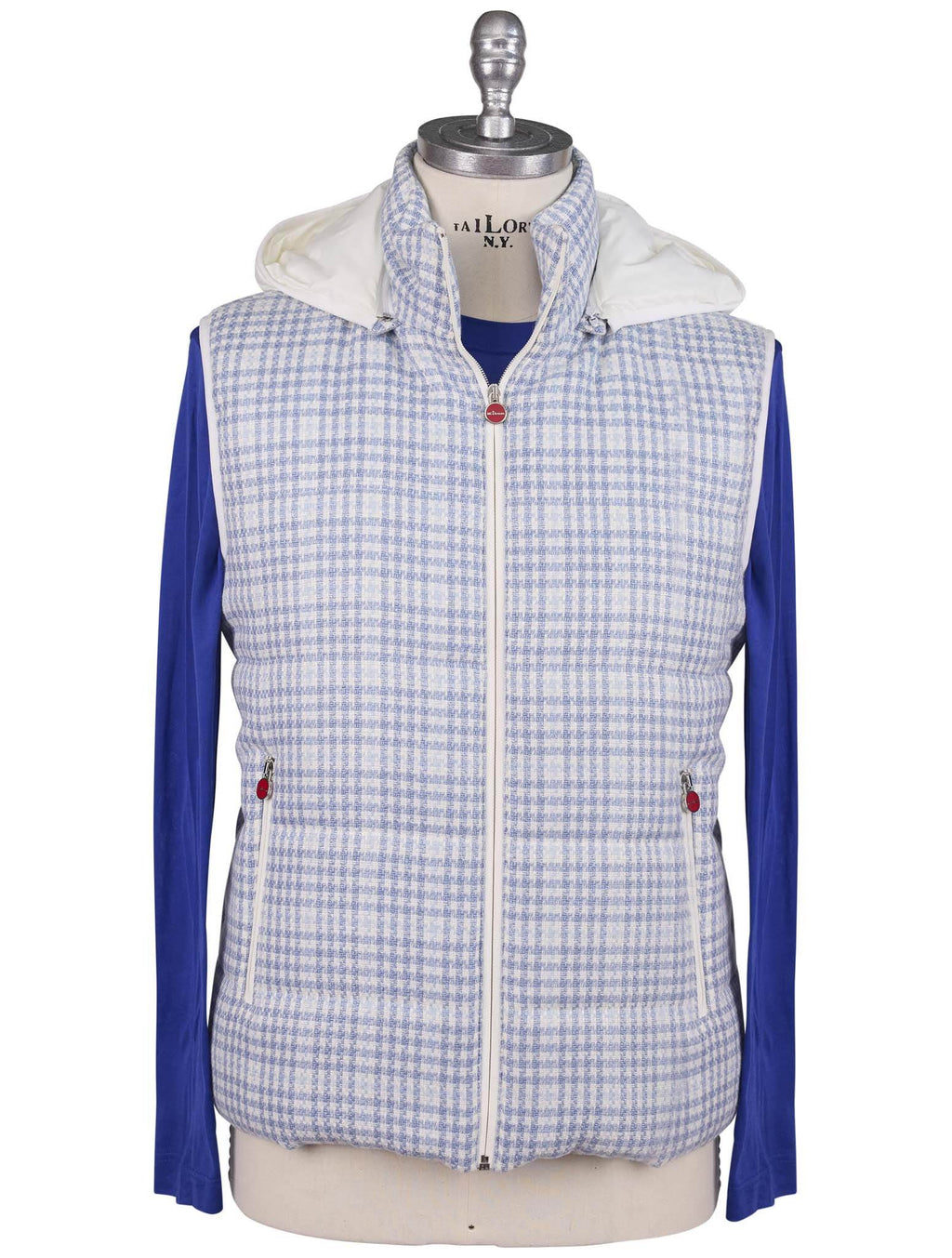 Kiton Light Blue White Linen Cashmere Virgin Wool Vest - view 4