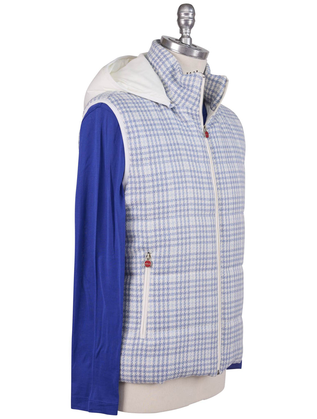 Kiton Light Blue White Linen Cashmere Virgin Wool Vest - view 2