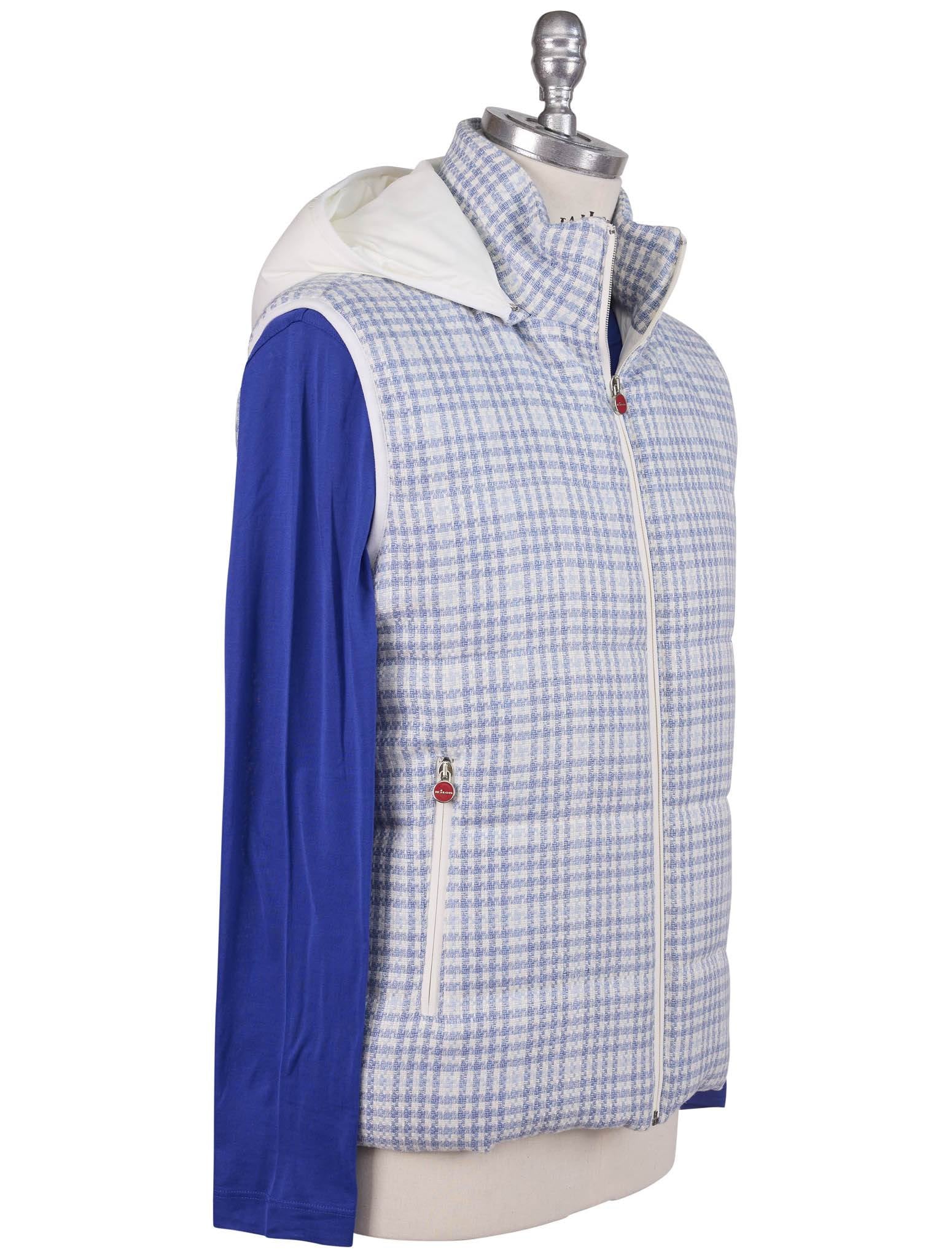 Kiton Light Blue White Linen Cashmere Virgin Wool Vest - view 2