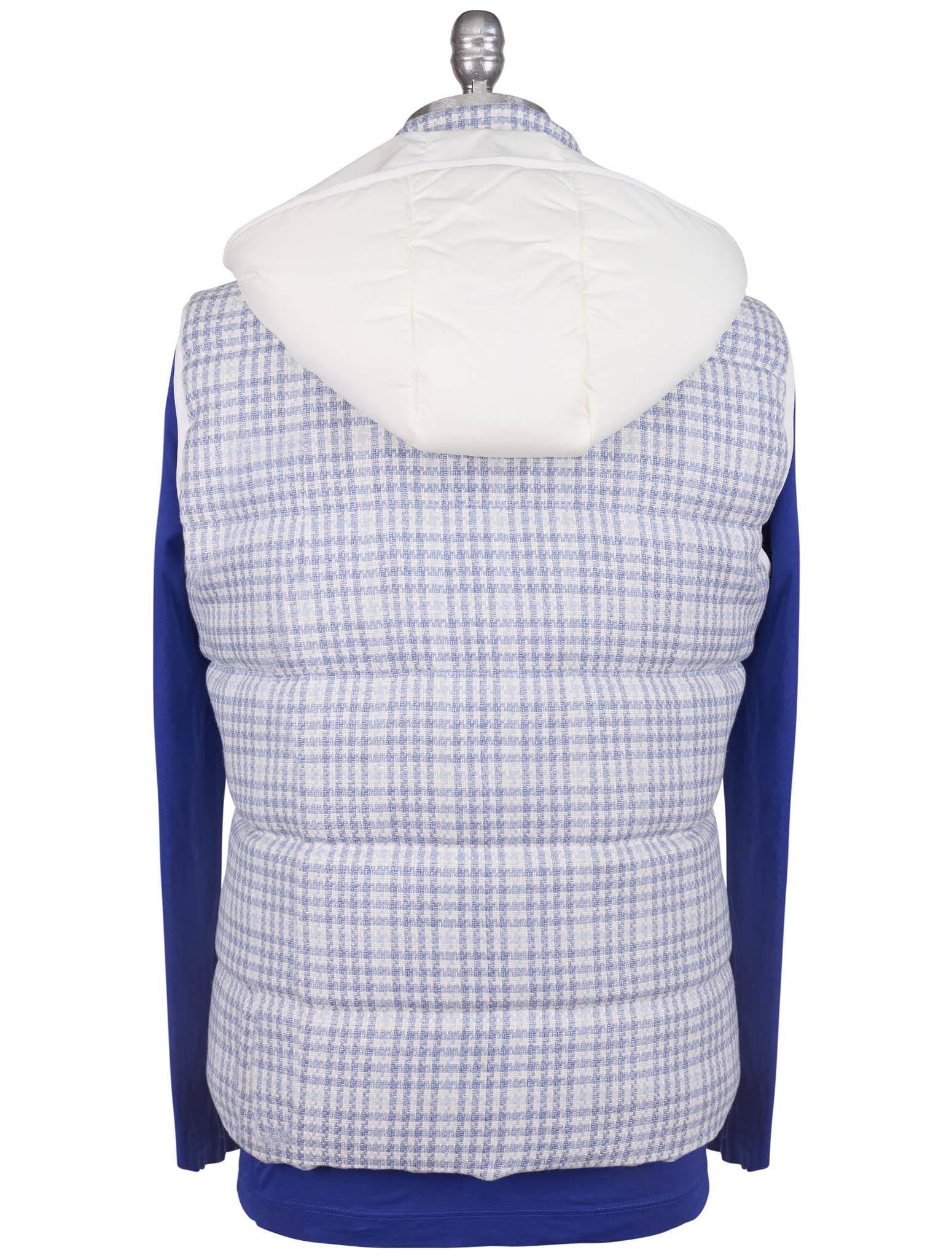 Kiton Light Blue White Linen Cashmere Virgin Wool Vest - view 5