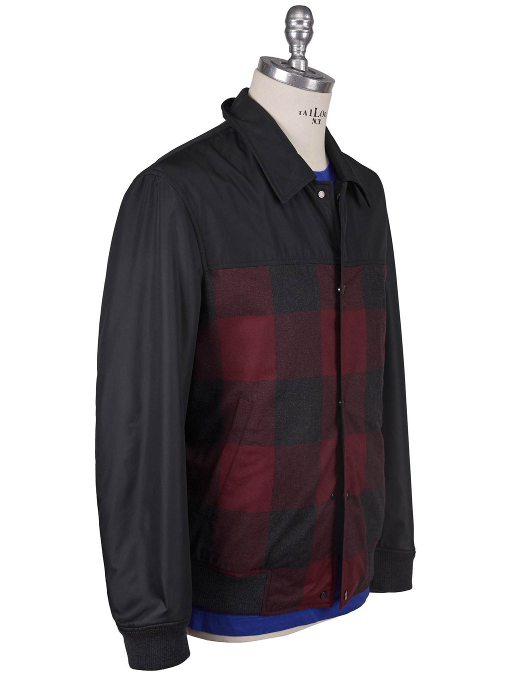 Kiton Burgundy Black Virgin Wool Cashmere Coat - view 2