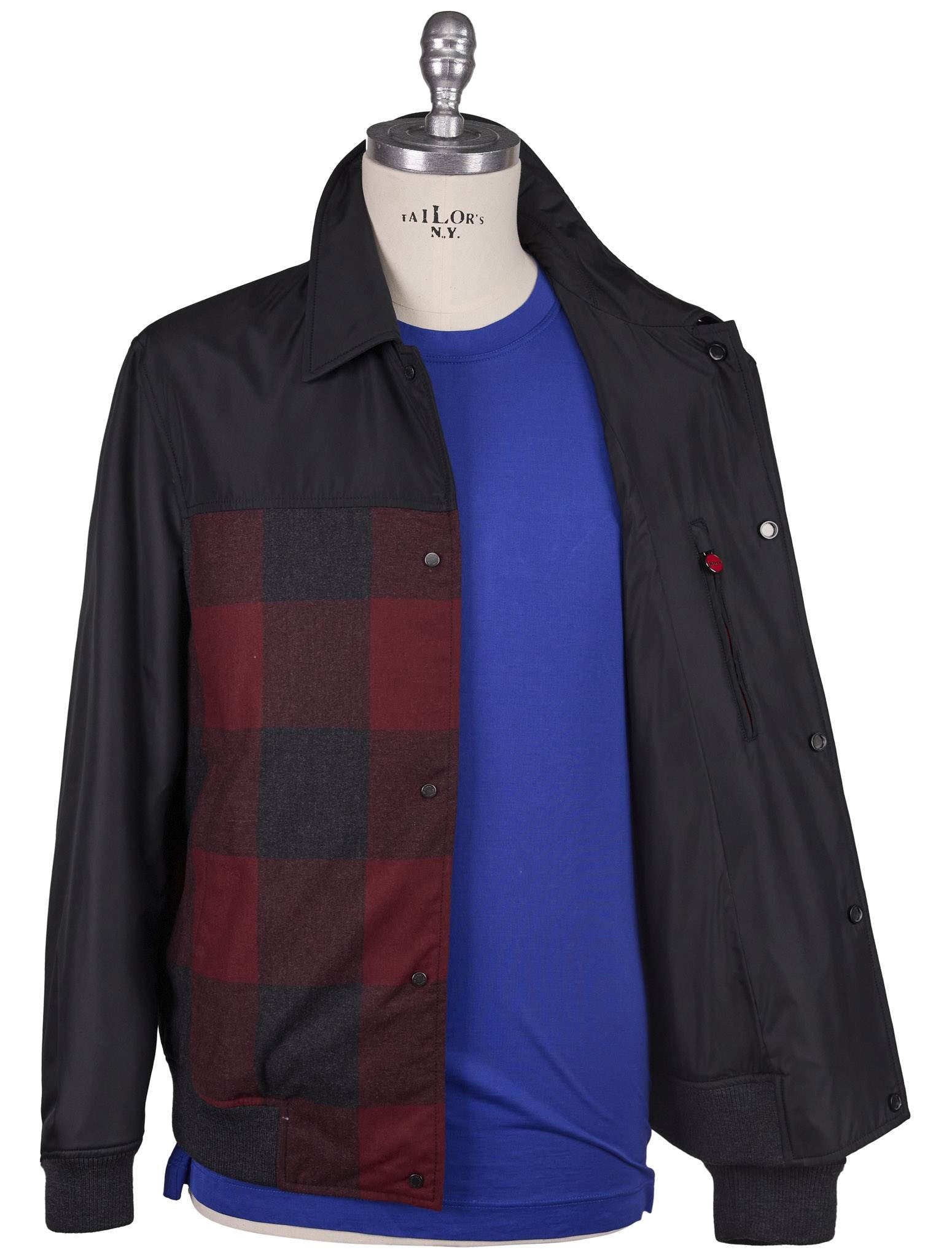 Kiton Burgundy Black Virgin Wool Cashmere Coat - view 3