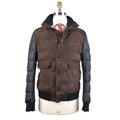 Kiton Brown Gray Leather Suede Pl Coat