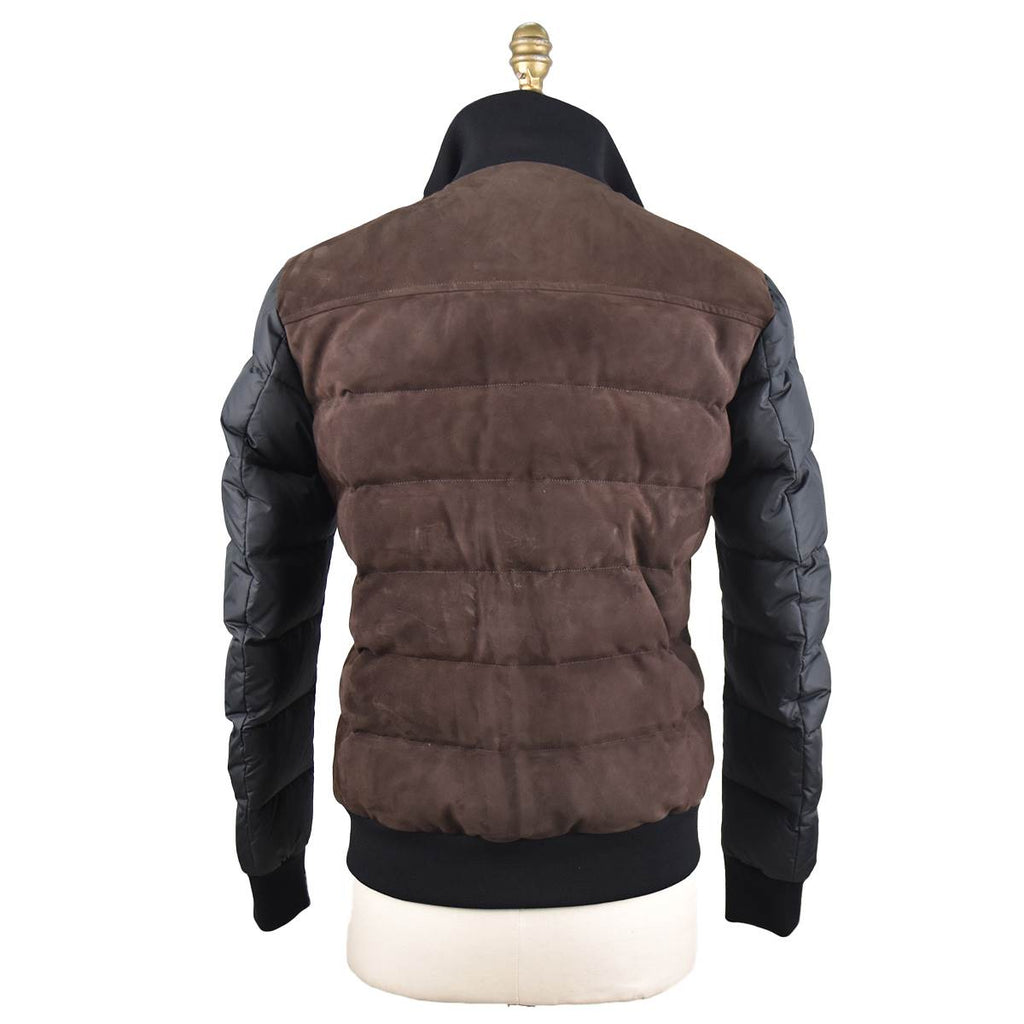 Kiton Brown Gray Leather Suede Pl Coat - view 3