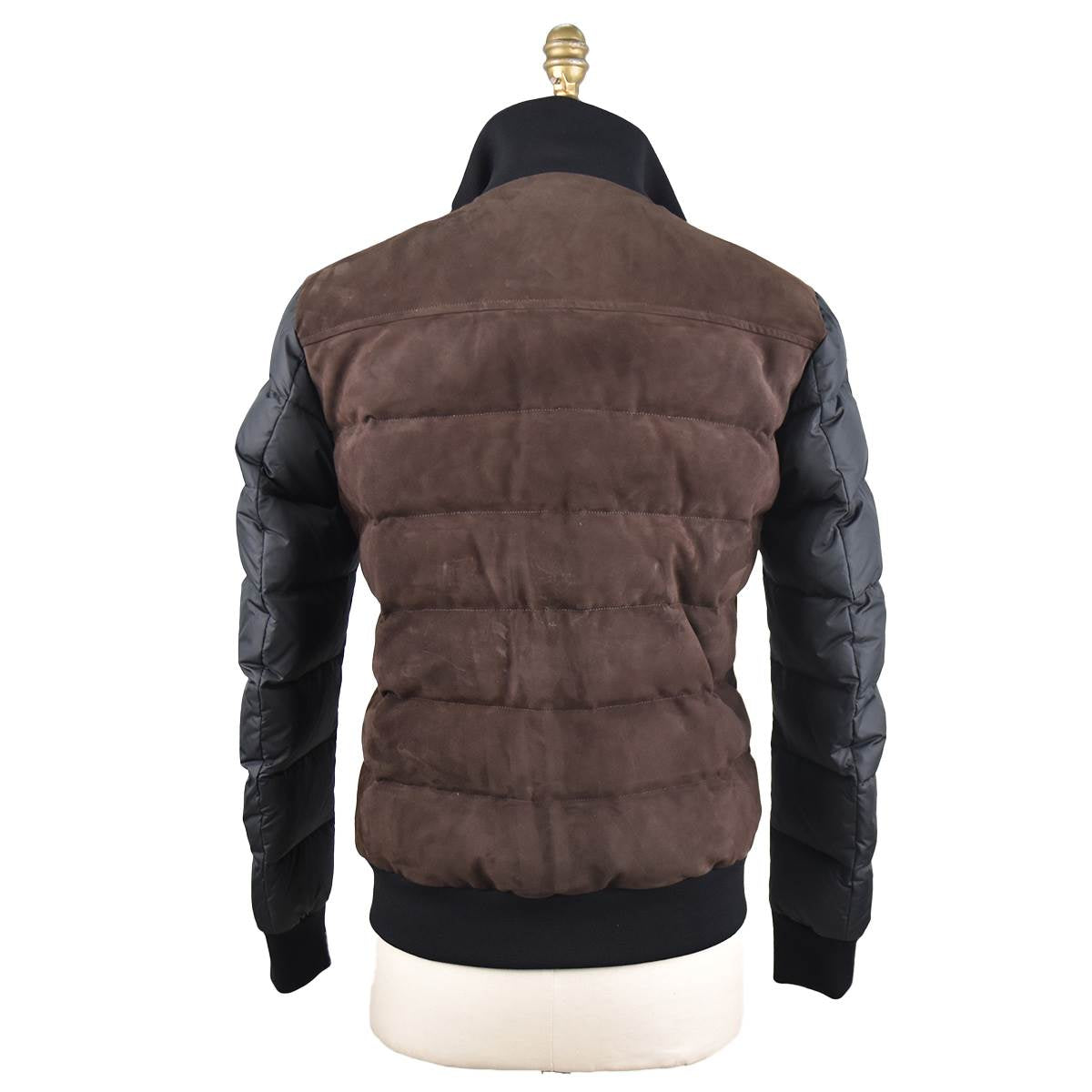 Kiton Brown Gray Leather Suede Pl Coat - view 3