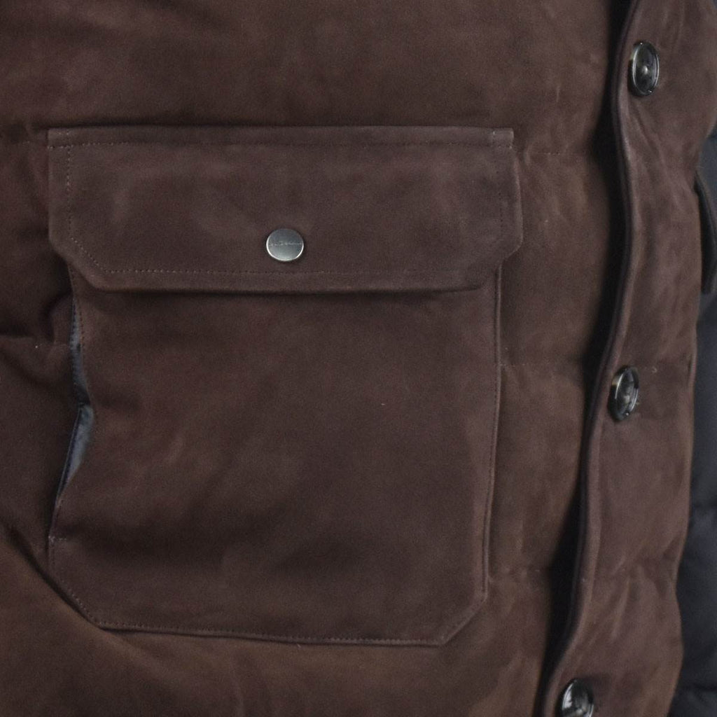 Kiton Brown Gray Leather Suede Pl Coat - view 6