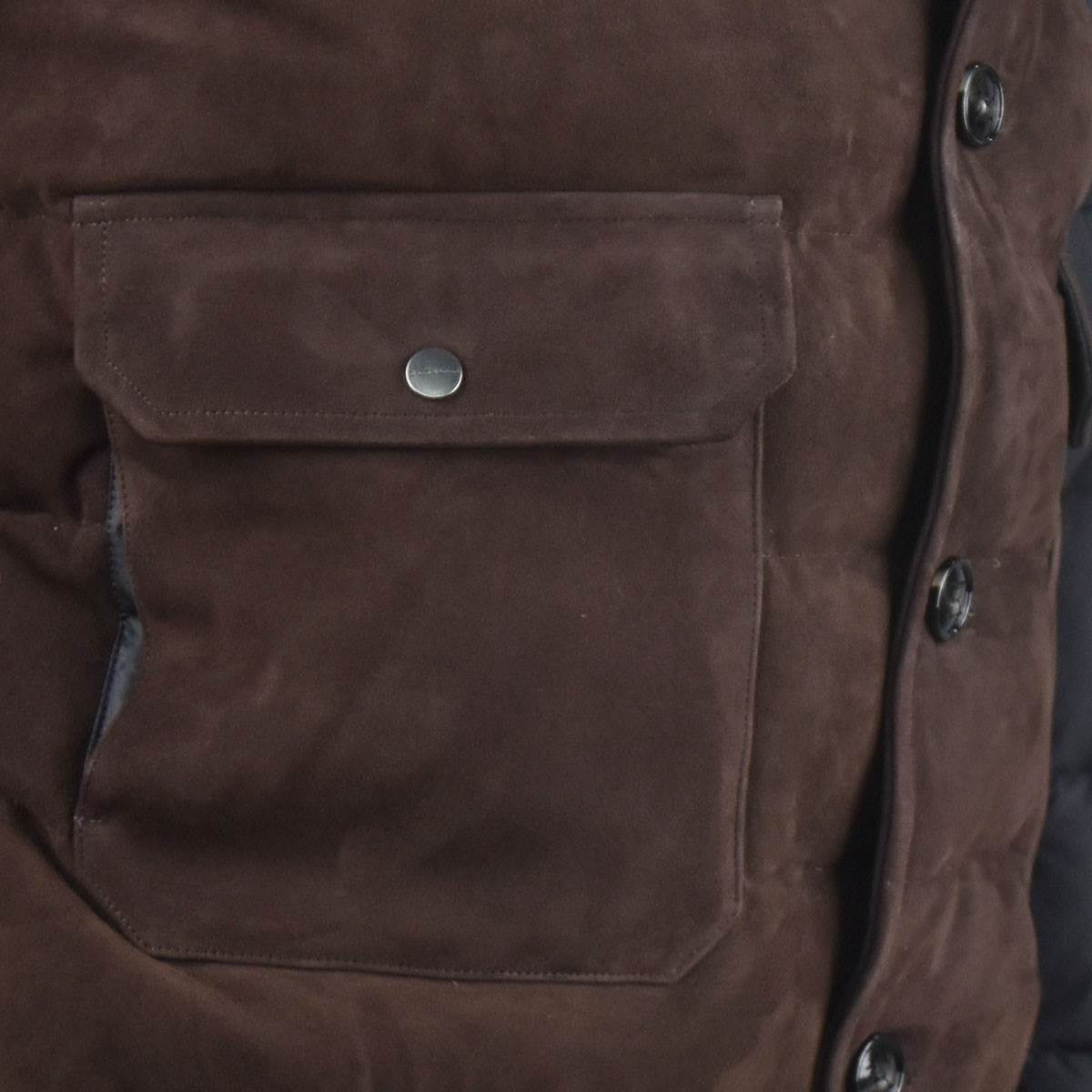 Kiton Brown Gray Leather Suede Pl Coat - view 6