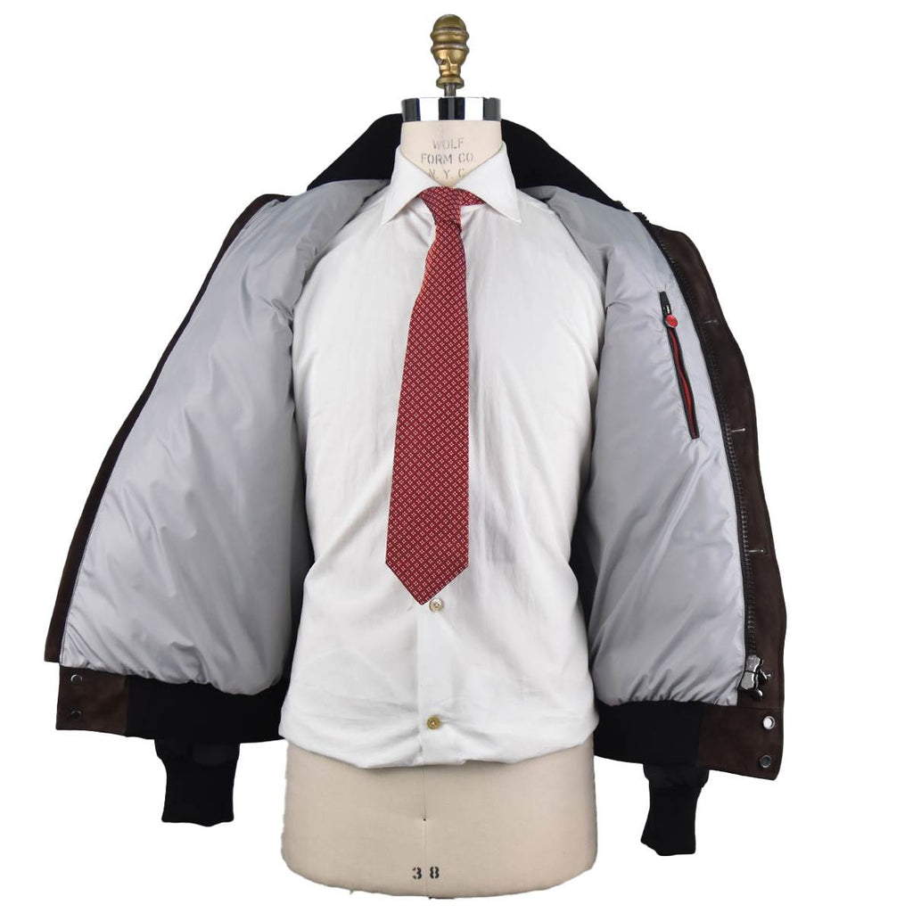 Kiton Brown Gray Leather Suede Pl Coat - view 5