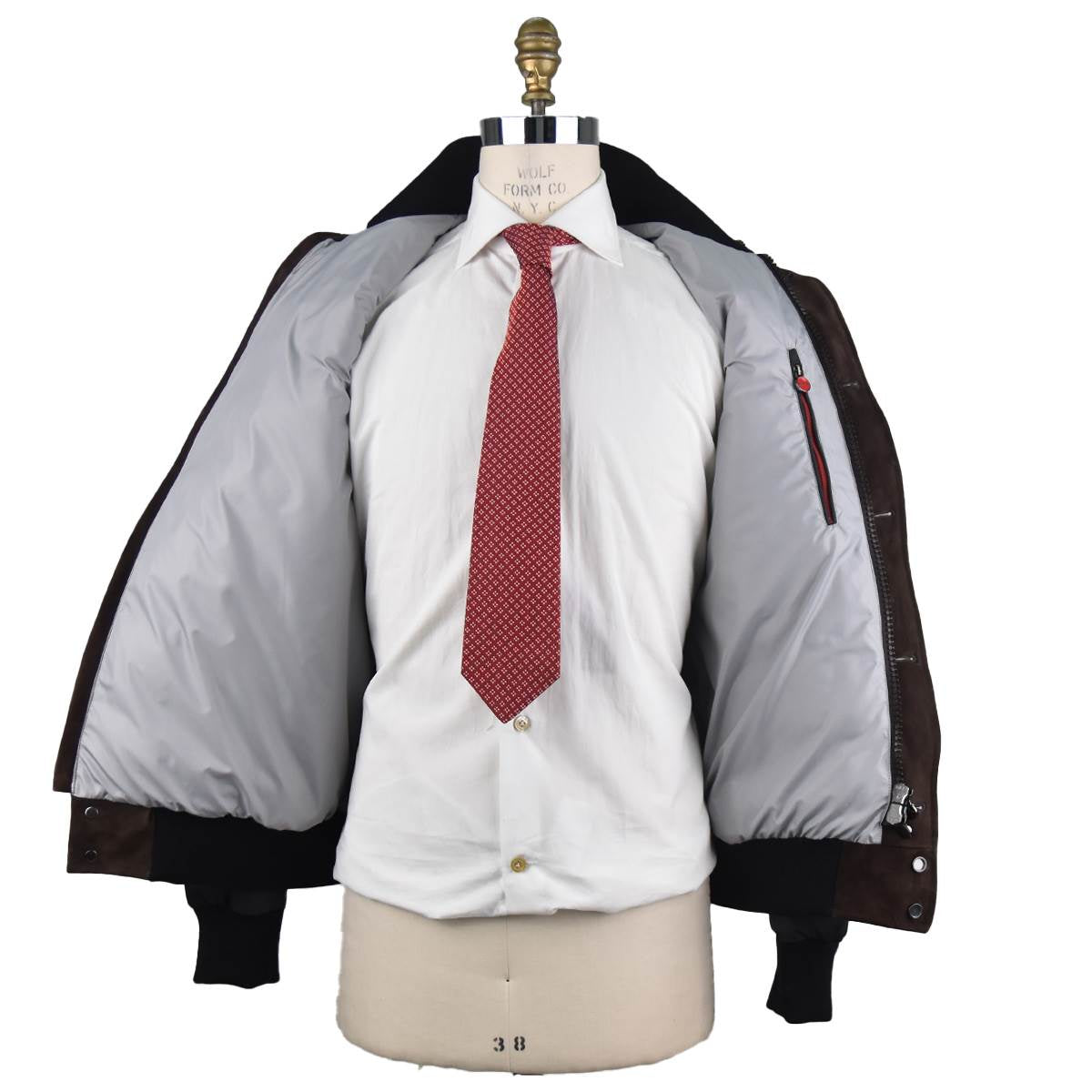 Kiton Brown Gray Leather Suede Pl Coat - view 5