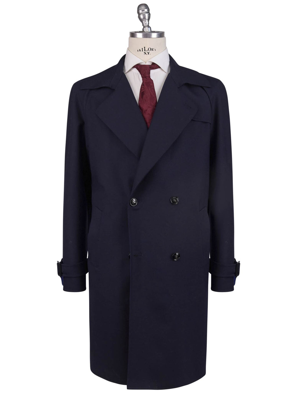 Kiton Blue Wool Ea Overcoat