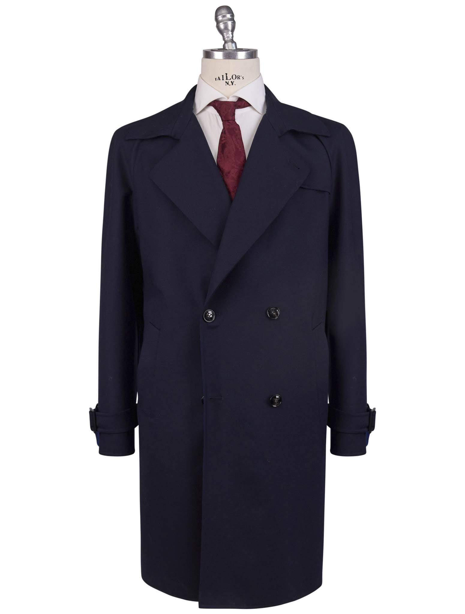 Kiton Blue Wool Ea Overcoat