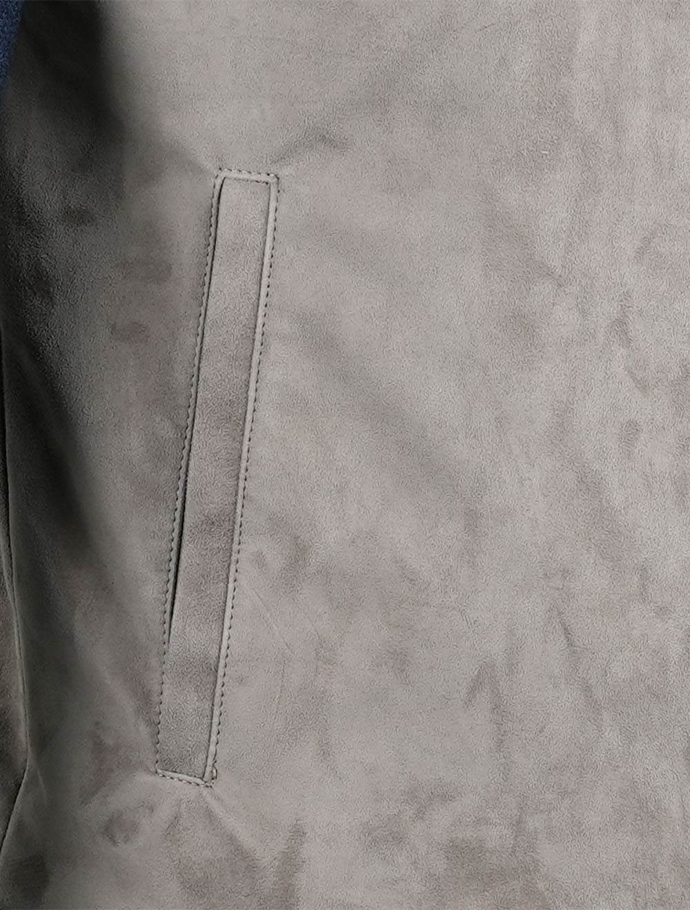 Kiton Blue Beige Cotton Ea Leather Denim Suede Coat - view 5