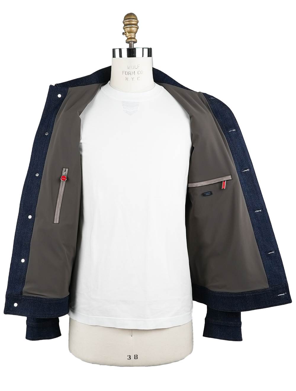 Kiton Blue Beige Cotton Ea Leather Denim Suede Coat - view 6