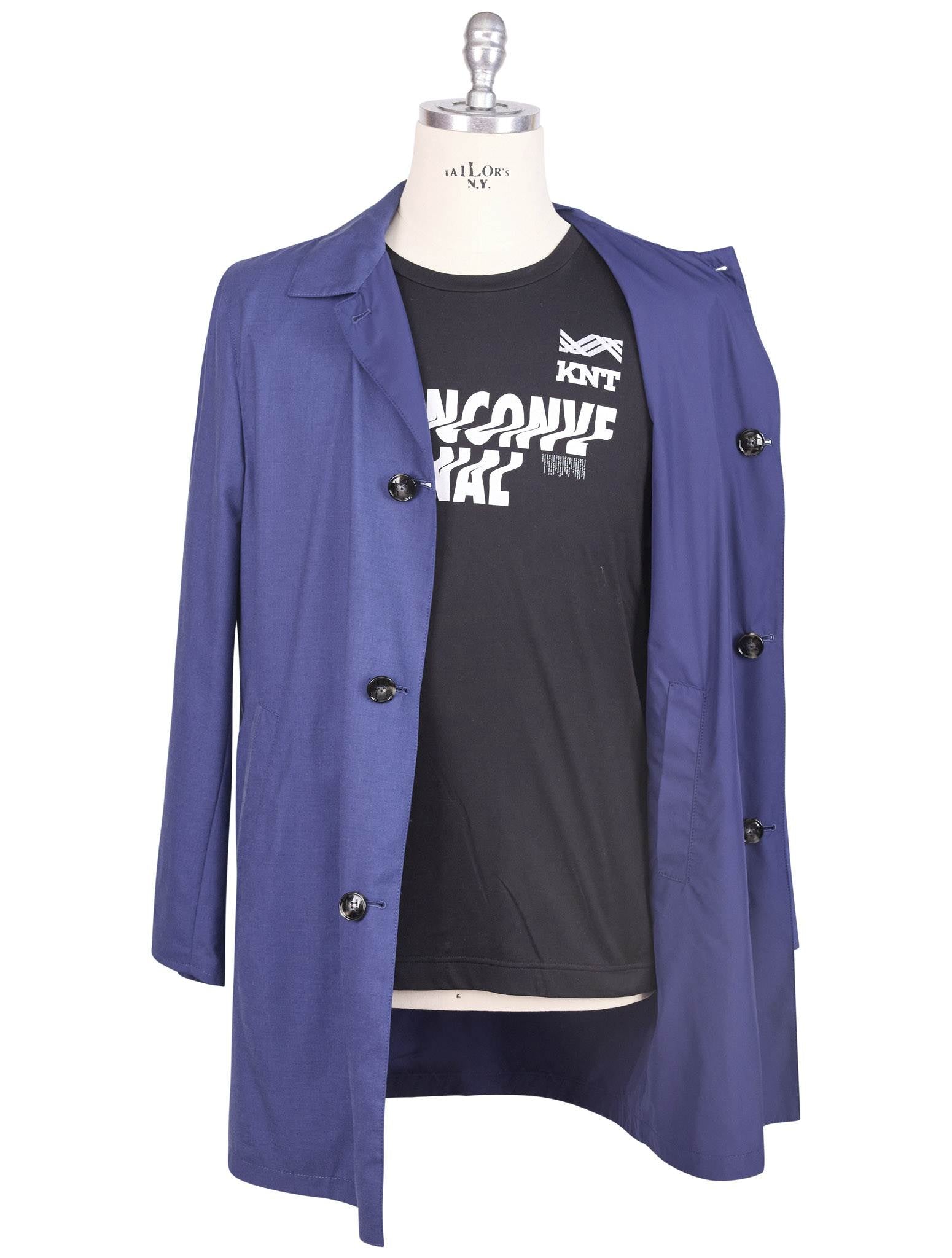 Kiton Blue Cashmere Silk Pl Reverse Overcoat - view 5