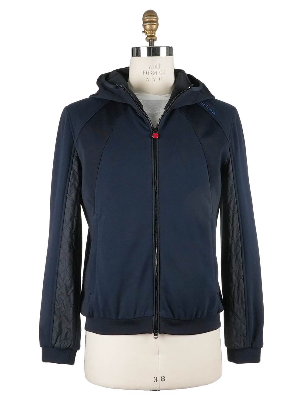 Kiton Blue Black Cotton Pl Coat