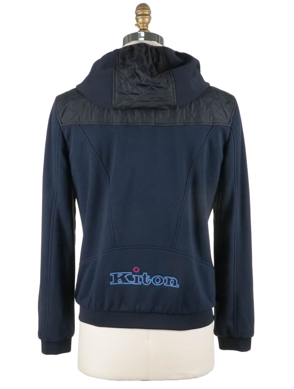 Kiton Blue Black Cotton Pl Coat - view 3