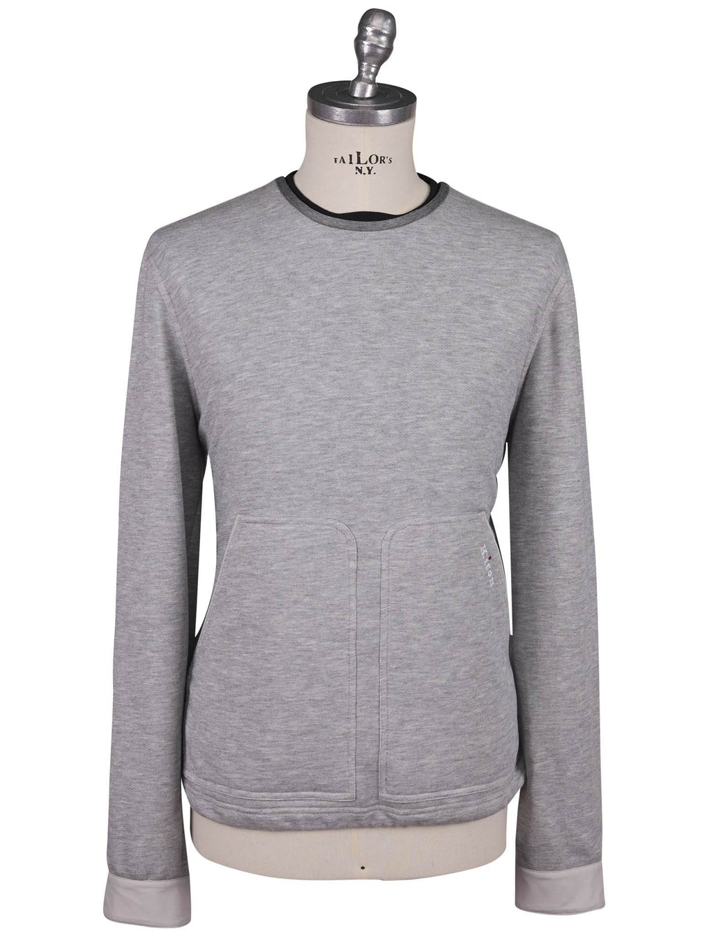 Kiton Gray Cotton Pl Sweater Crewneck