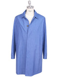 Kiton Blue Linen Virgin Wool Pl Silk Overcoat