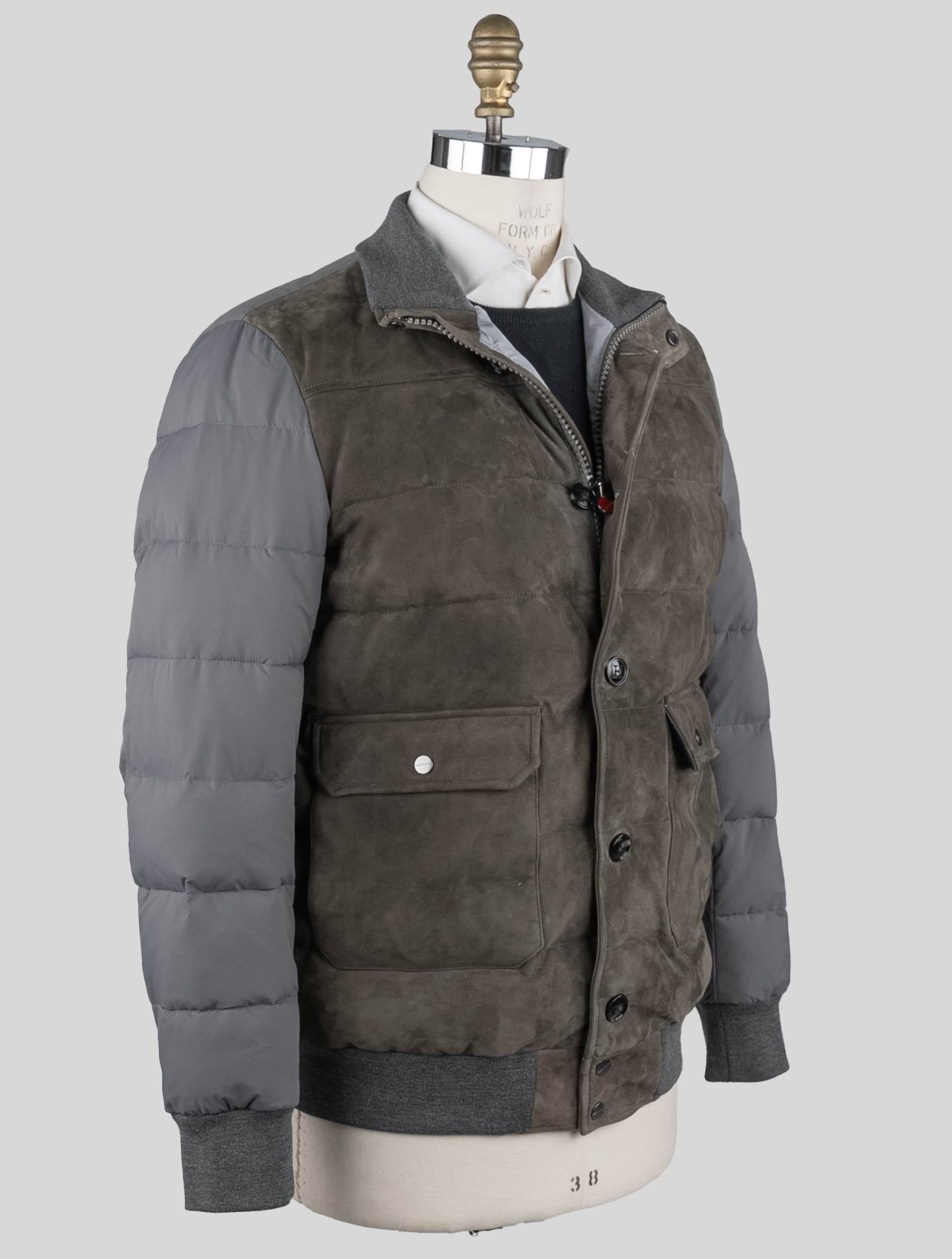 Kiton Taupe Brown Leather Pl Coat - view 2