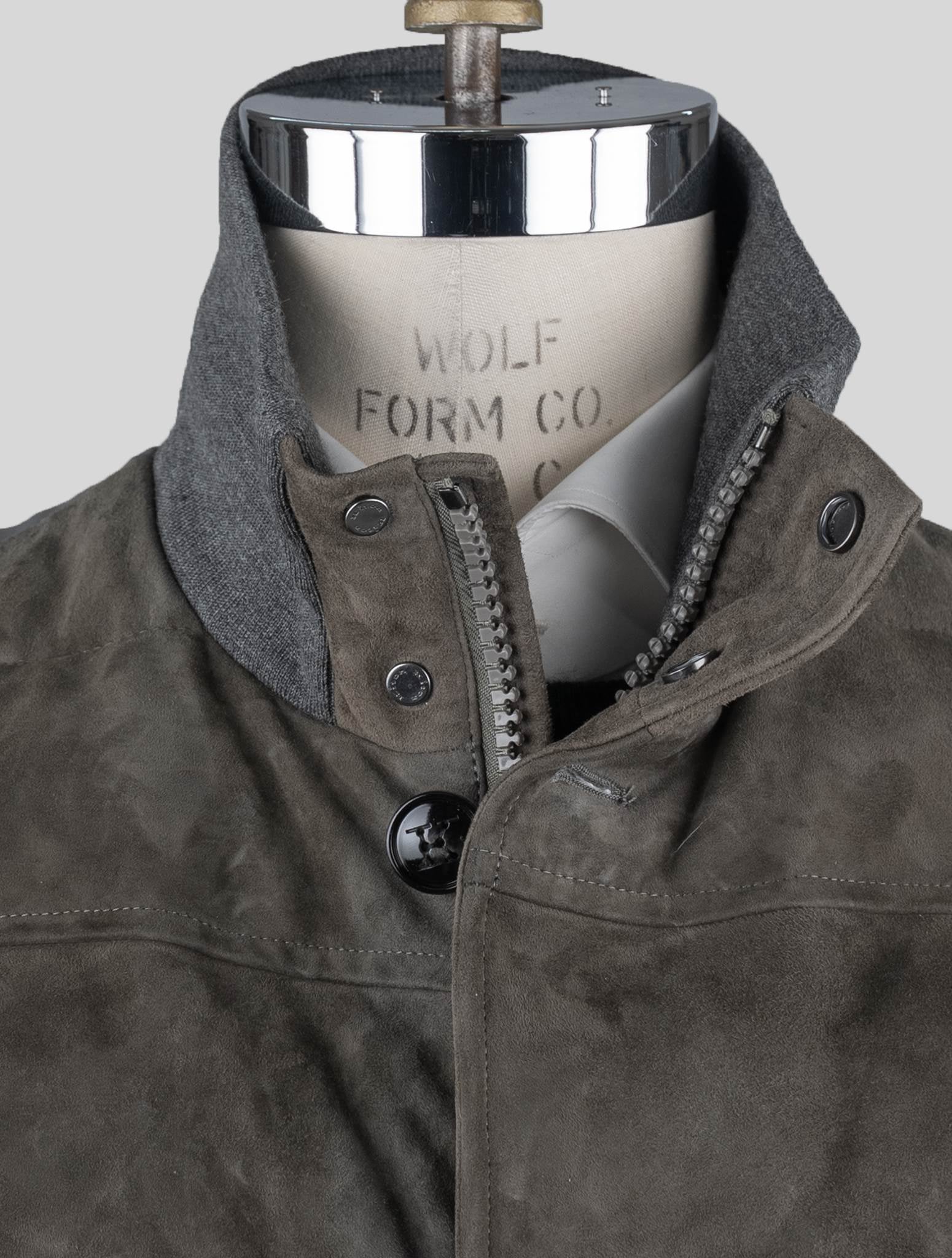 Kiton Taupe Brown Leather Pl Coat - view 6
