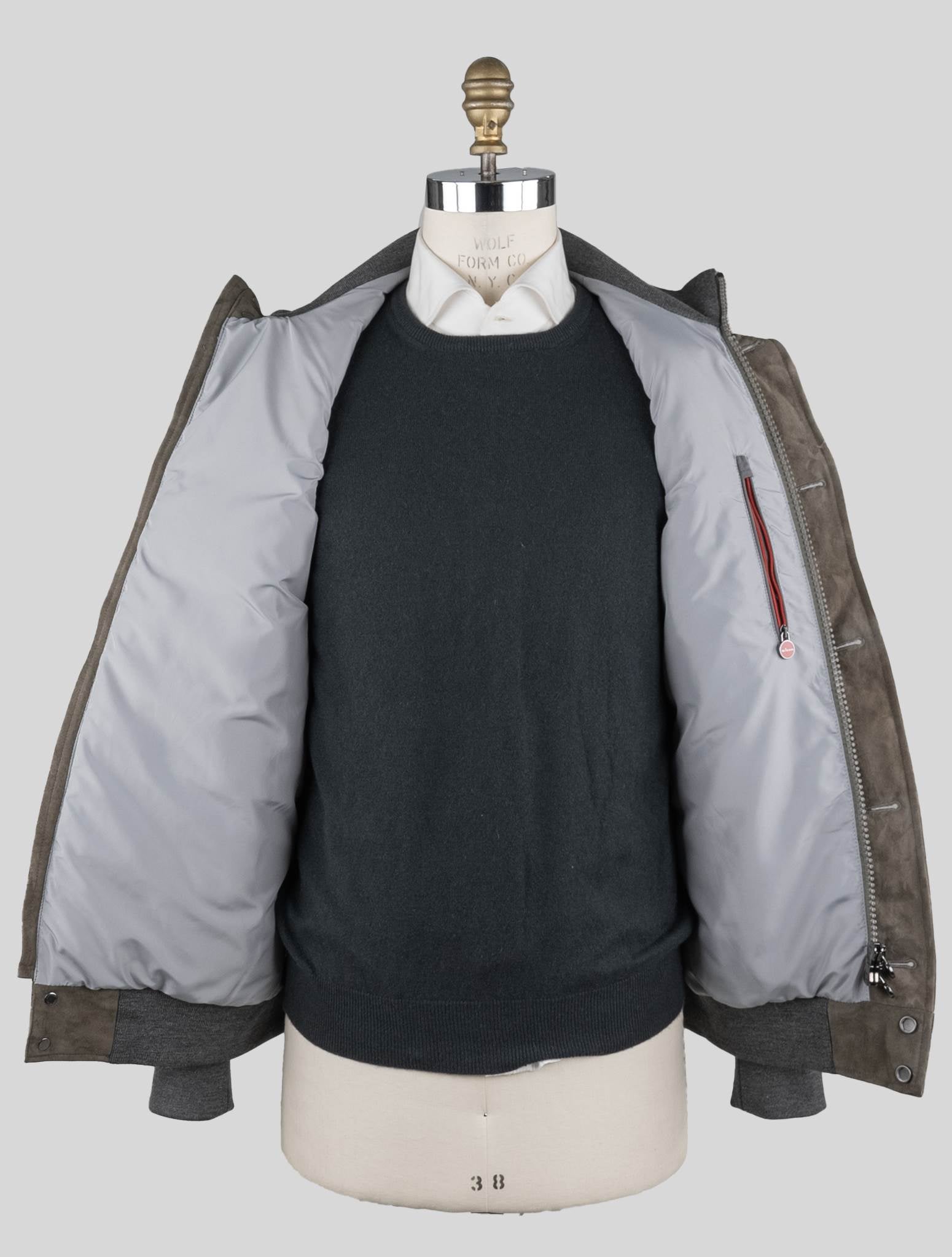 Kiton Taupe Brown Leather Pl Coat - view 5