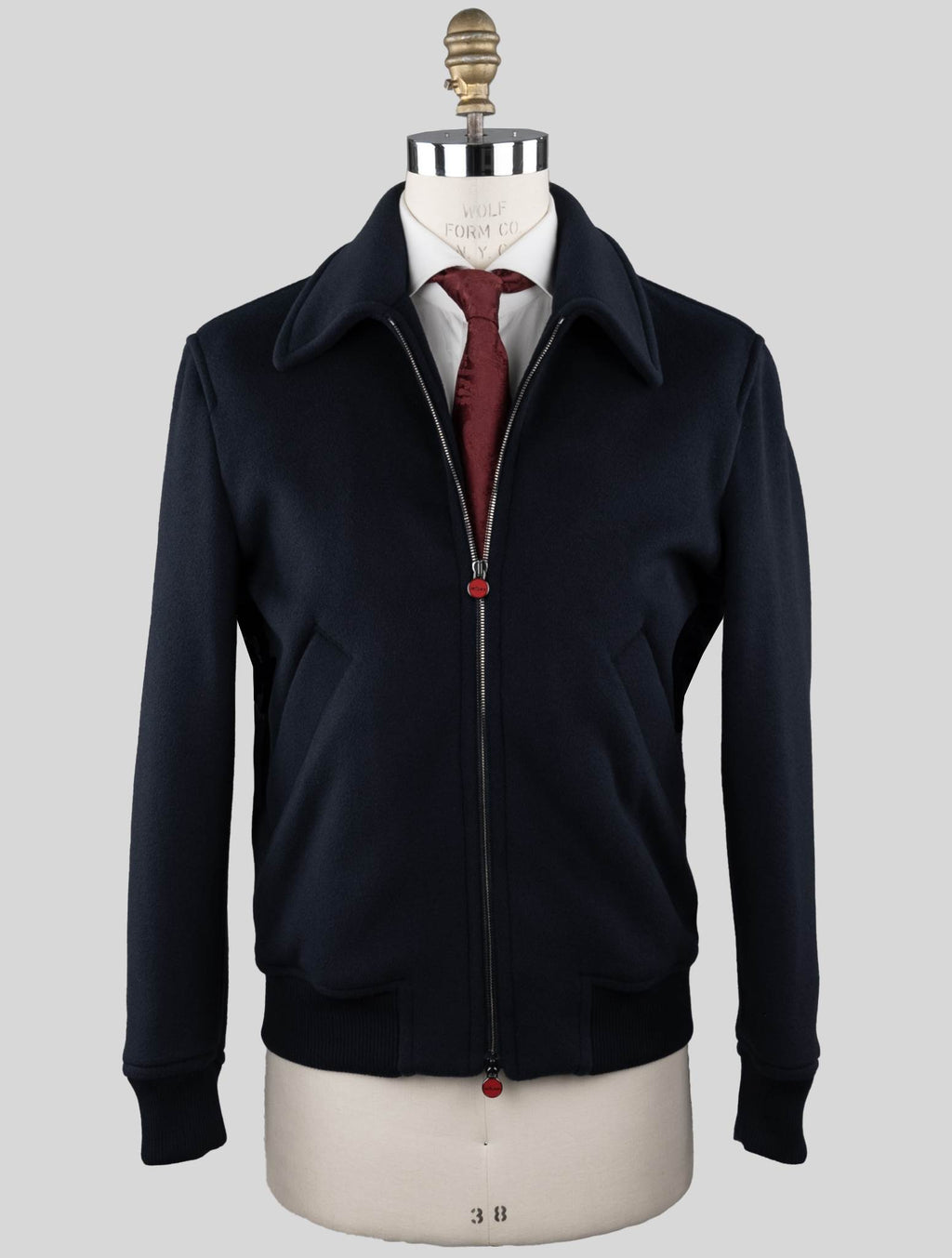 Kiton Blue Virgin Wool Cashmere Coat
