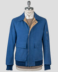 Kiton Blue Leather Suede Vicuna Perù Cashmere Coat
