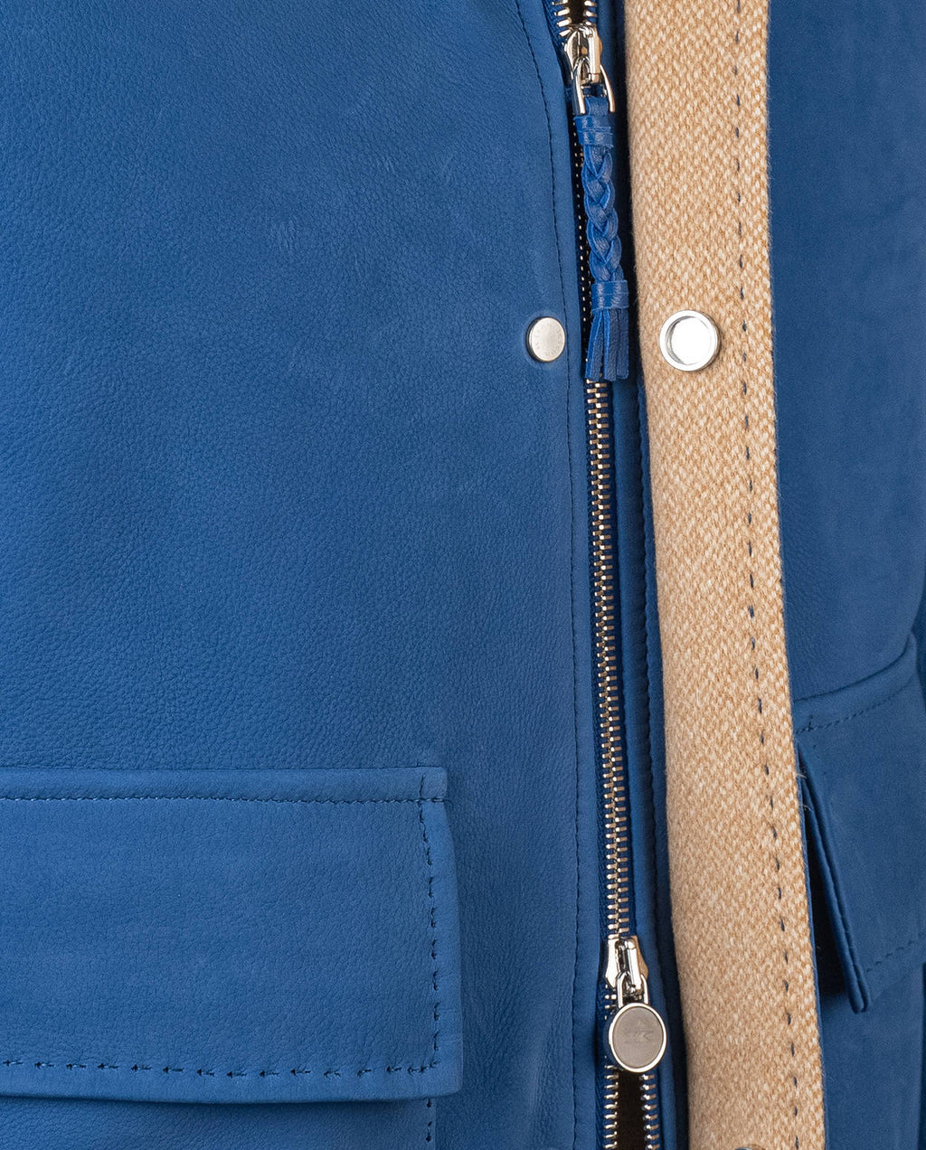 Kiton Blue Leather Suede Vicuna Perù Cashmere Coat - view 8