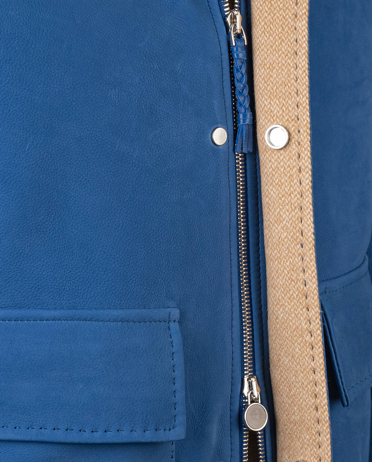 Kiton Blue Leather Suede Vicuna Perù Cashmere Coat - view 8