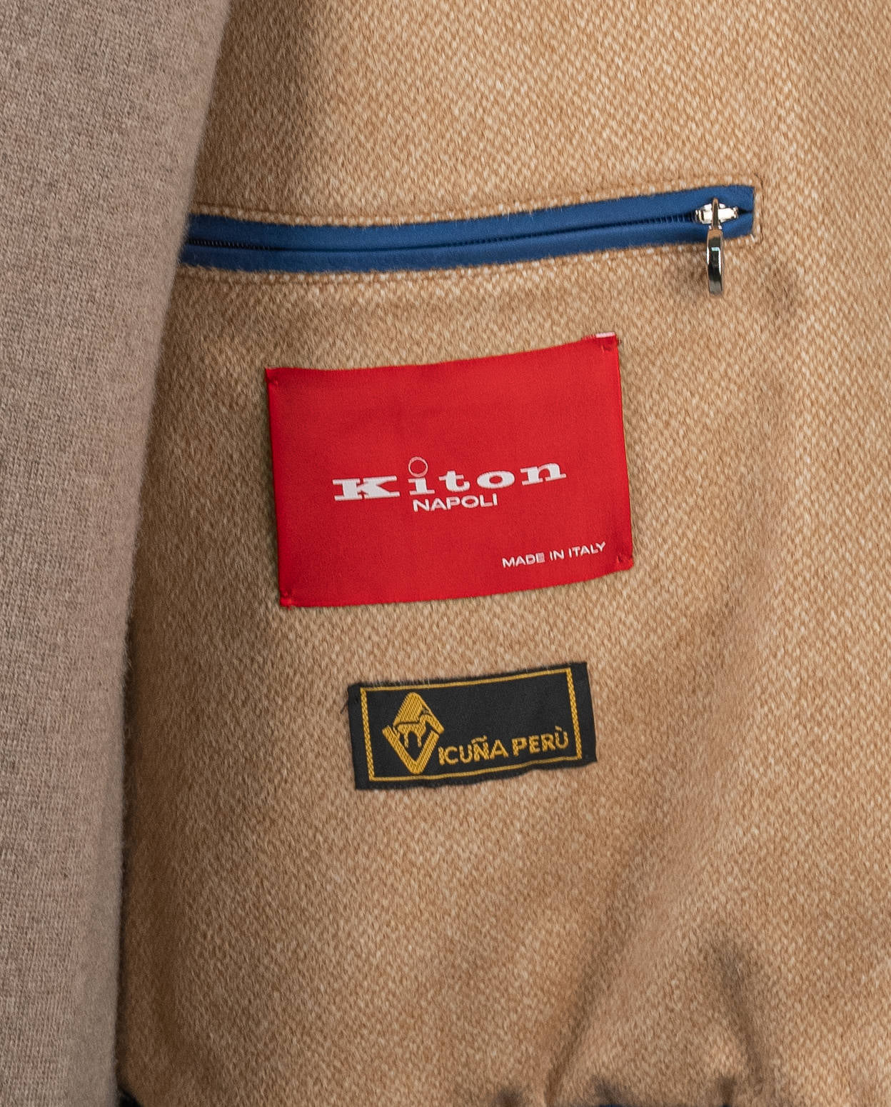 Kiton Blue Leather Suede Vicuna Perù Cashmere Coat - view 4