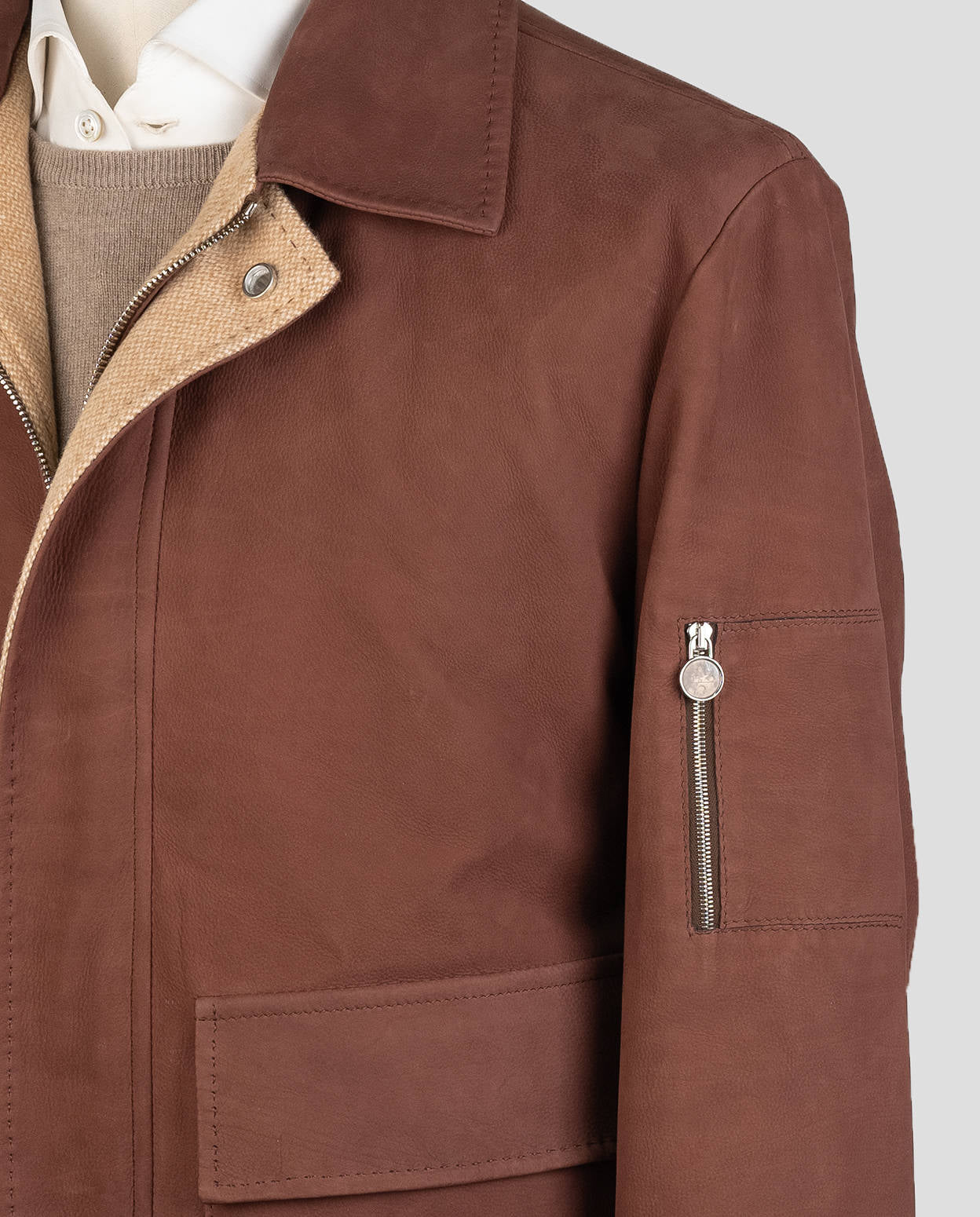 Kiton Leather Vicuna Perù Cashmere Coat - view 7