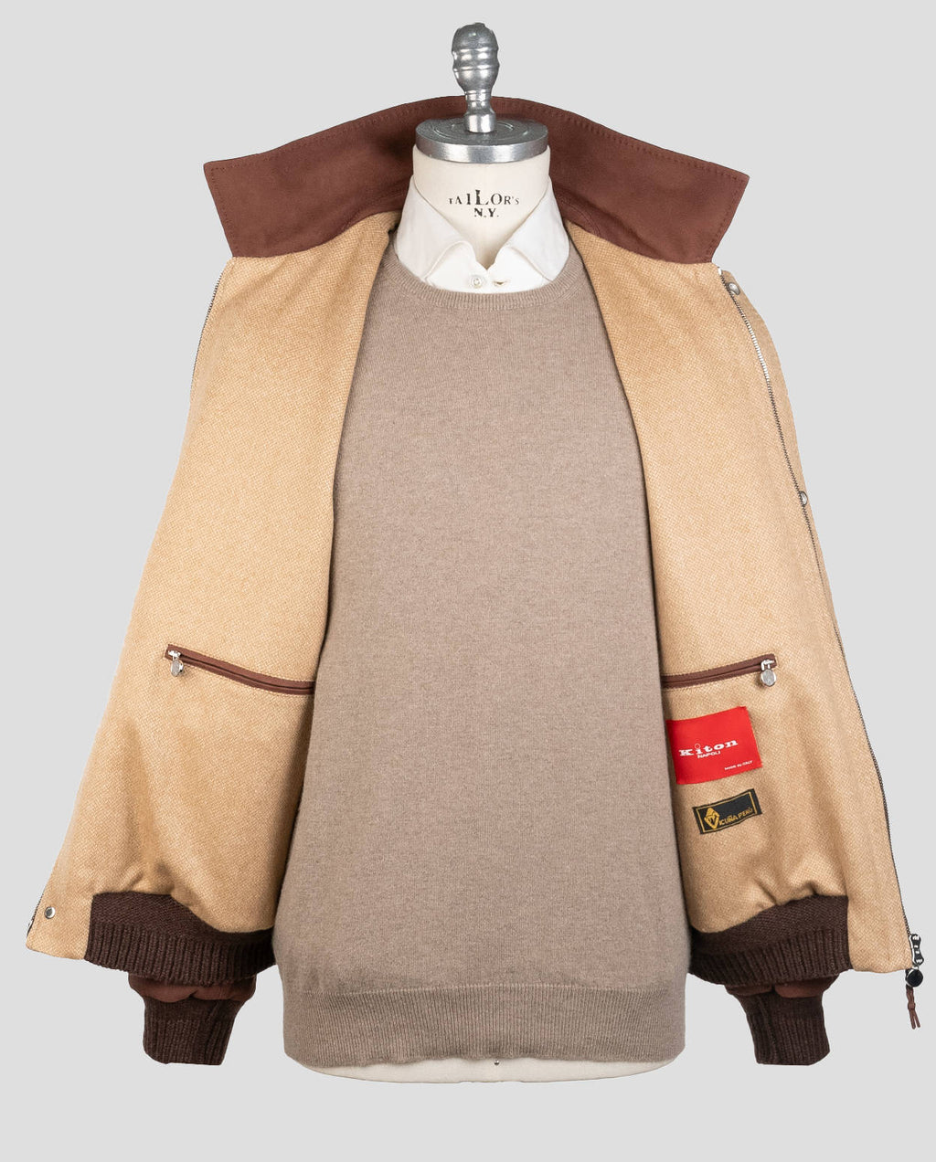 Kiton Leather Vicuna Perù Cashmere Coat - view 6